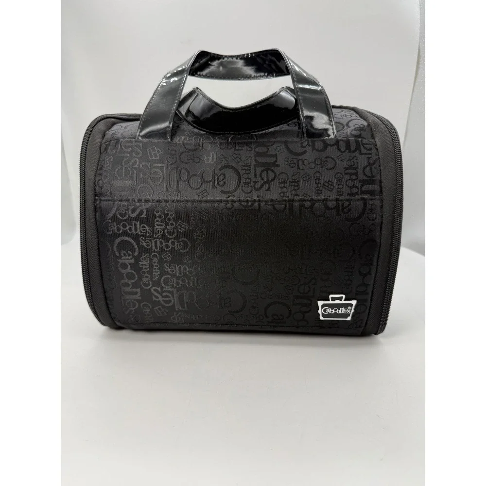 Caboodles Black Logo Print Hanging Toiletry Bag Makeup Organizer Travel Case